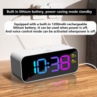 Reloj De Alarma Digital RGB Con Pantalla Grande Y Grabación De Tres Tipos De Sonido Modo Sueño Control Por Voz Moderno Estilo Cuadrado - details 0