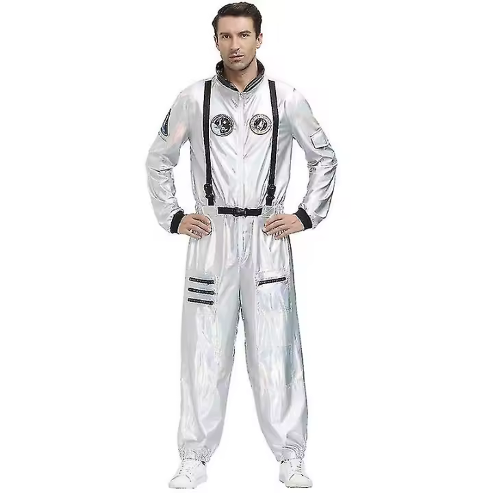 Disfraz de astronauta para hombre y mujer, traje espacial plateado para Halloween, Unisex - 1