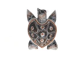 Tortuga Tallada en Madera - Decoración Artesanal Étnica en Tonos Marrón, Blanco y Negro - Símbolo de Sabiduría, Protección y Longevidad - Ideal para Hogar, Oficina y Espacios Zen - Uso en Mesa o Pared - Gissed - details 3