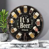 Cartel Redondo De 8x8 En Aluminio Festivo 'Es Hora De La Cerveza' Ideal Para Decoración De Cocina Oficina Garage Impresión HD - details 0
