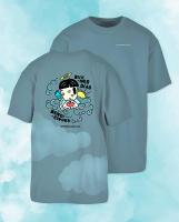 Camiseta Hombre Estilo Oversize 100% Algodón Cuello Redondo Azul con Estampado de Nubes - BENDICIONES - XIVNeoclassic Co. - details 2