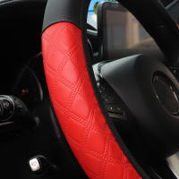 Cubierta De Volante De Cuero PU Para Coche Compatible Con Ruedas De 14.5-15 Pulgadas Cómoda Y Suave Sin Anillo Interno - details 1