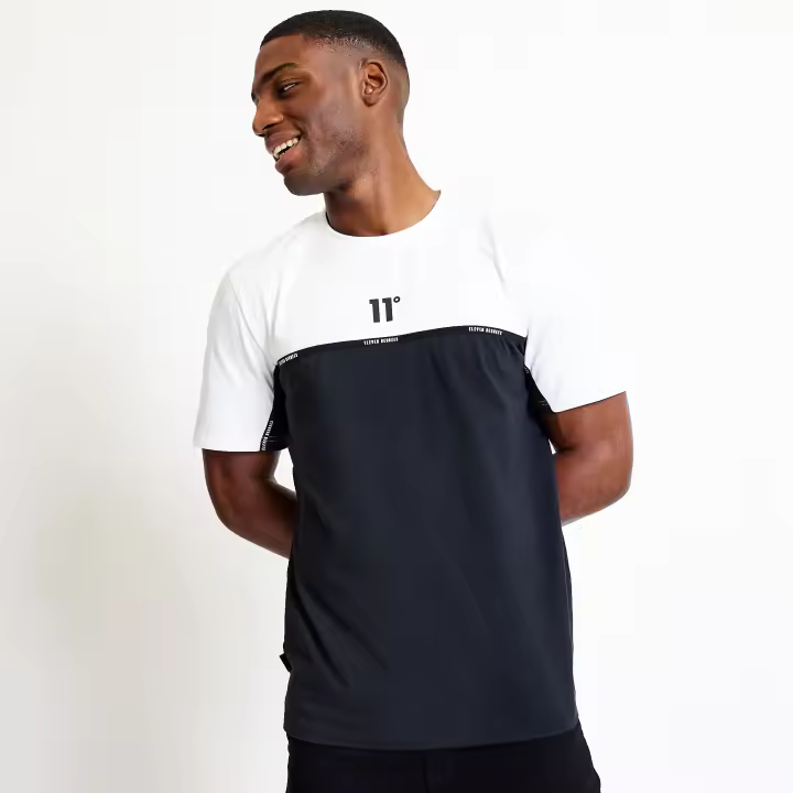 ELEVEN DEGREES CAMISETA CON CINTA COLOR BLOCK - NEGRO / BLANCO 11D3708-047. - 1
