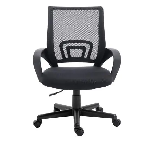 SILLA DE OFICINA EQUIP DE MALLA COLOR NEGRO RECUBRIMIENTO PU DE ALTA CALIDAD DISEÑO ERGONOMICO - 1
