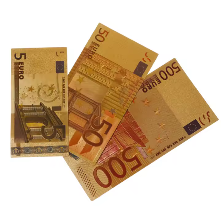 Set De 8 Piezas De Billetes De Banco Europeos Con Película De Oro Para Artesanía Y Colección De Papel Moneda De Valores - 1