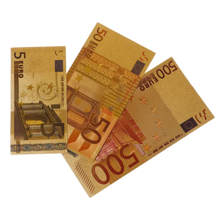 Set De 8 Piezas De Billetes De Banco Europeos Con Película De Oro Para Artesanía Y Colección De Papel Moneda De Valores - 1