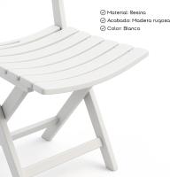 Silla Plegable | Pack 4 Uds | Material Resina | Acabado Madera Rugoso | Medidas 41x44x78 cm | Respaldo Sólido | Peso Máximo 120 Kg | Portátil (Blanco) - details 2