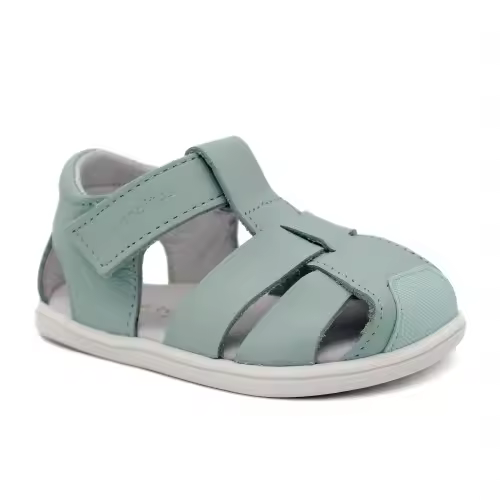 Sandalias barefoot piel BLANDITOS COSTA en azul, arena y blanco. Hechas en España. - 1