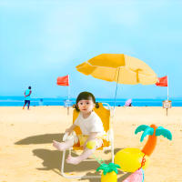 Silla plegable para niños with Sombrilla ajustable y portátil para Playa, camping y Jardín Color Naranja - details 0