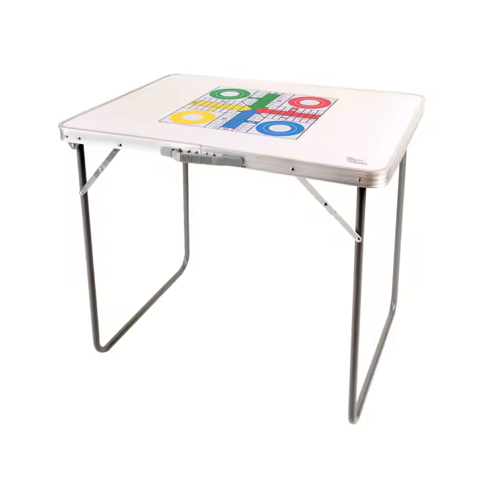 UD - Mesa Plegable Portátil Parchis de Aluminio 80x60cm -Muy Facil de Llevar!-Ideal para Camping y Picnic - 1