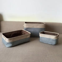Cesta De Almacenamiento De Lino Y Algodón Sin Funda Caja De Doble Capa De Lona Para Ropa Juguetes Y Coches Rojo Vino Tamaño Grande 3 Tamaños - details 10