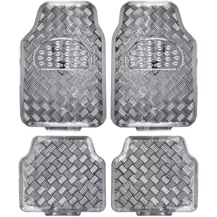 Alfombrillas Universales para Vehículos, Alfombrillas de Goma para Coche con Diseño Metálico, 4 Piezas - 1