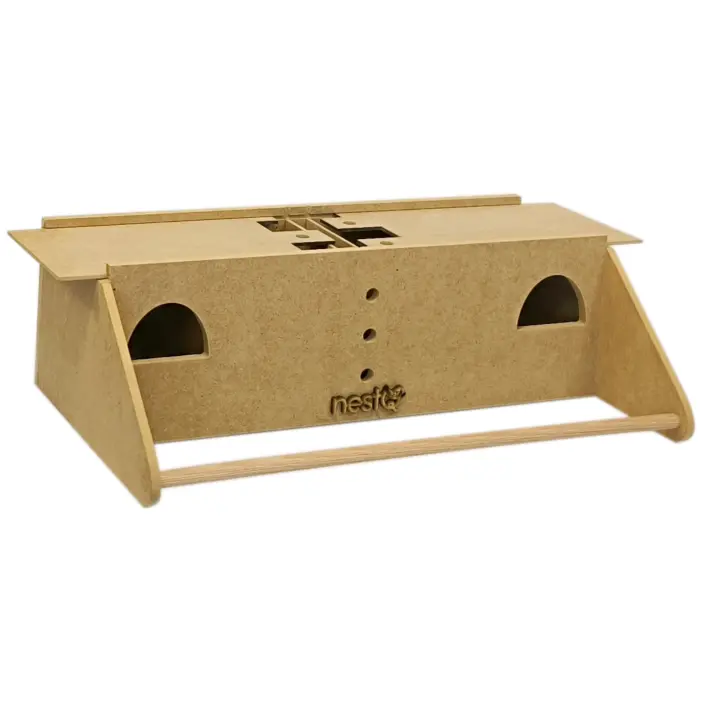 Nido Doble para Agapornis y Periquitos - Caja de Cría en MDF con Separadores y Ventilación - Nido de Madera con Tapa Deslizante y Capacidad para Dos Parejas de Aves  Pajaròs Que Anidan en Cavidades - 1