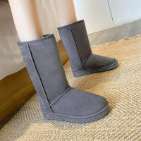 Botas De Nieve BCEBYL De Terciopelo Cálido Y Moda Casual Con Punta Redonda Y Suela Gruesa Color Sólido Medias Cañas Para Mujer - details 7