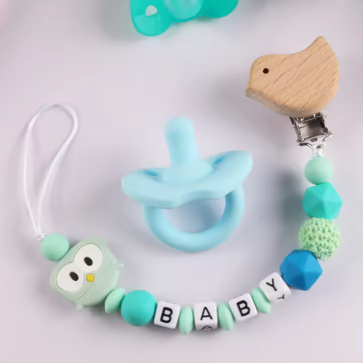 Cadena para chupete de bebé con clip de madera de haya de pájaro de nuevo estilo, productos para bebés, cadena para chupete antipérdida - 1
