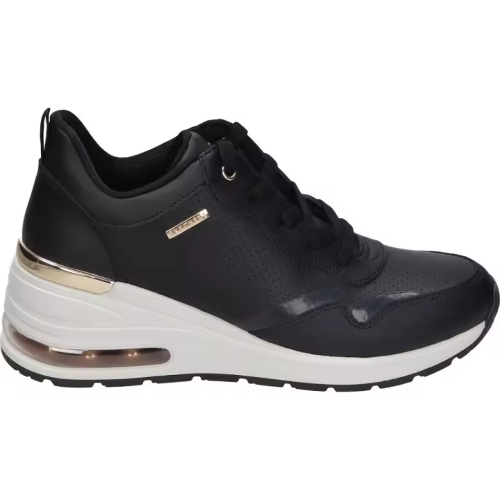 SKECHERS | Zapatillas con Cuña Skechers Million Air-Hotter para Mujer – Deportiva de Cuña en Color Negro – Sneakers con Cierre de Cordones – Cuña Media – Cómodas y Versátiles – Modelo 155399-BLK - 1