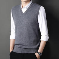 Chaleco De Suéter Para Hombre Color Sólido Moda Casual Cálido Sin Mangas Cómodo Para Primavera Y Otoño V-Neck Material De Algodón Y Lana Delgada - details 14