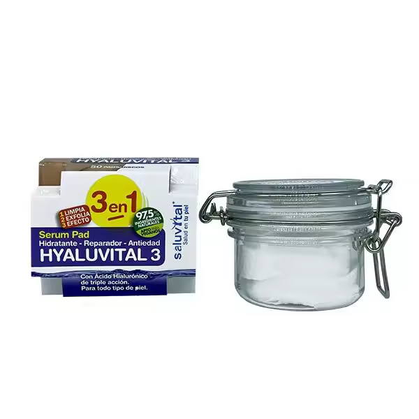 Saluvital Discos de Tratamiento Hyaluvital 3. Limpia, Exfolia y Hidrata. Apto Veganos. 50 Discos - 1