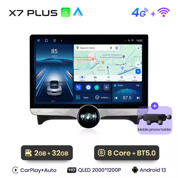 Junsun 11.5" QLED 2K Radio Android 13 CarPlay Auto para Audi TT MK2 8J 2006 2007 2008 2009 2010 2011 2012 2013 2014 sistema multimedia inteligente con CarPlay - 1
