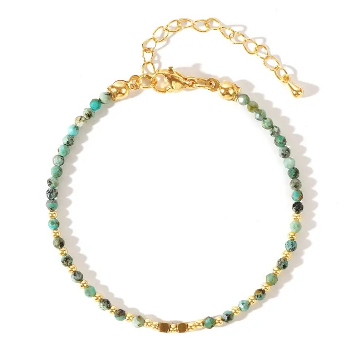 Pulsera Bohemia De Piedra Preciosa Semi-preciosa Y Hierro Con Cuentas Cuadradas De 2mm Y Cobre Estilo Diario Para Juego De Joyería Hermoso - 1