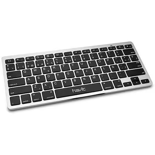 HAVIT - Teclado inalámbrico - HAVIT KB220BT TECLADO BLUETOOTH IOS, ANDROID, WINDOWS, Bluetooth, Plata - 1