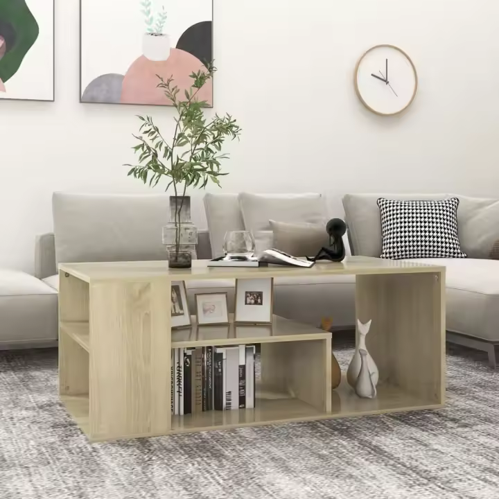vidaXL Mesa de centro madera contrachapada roble Sonoma 100x50x40 cm - 1