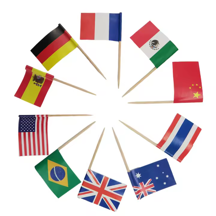 100PCs Palillos De Dientes Con Banderas Nacionales Para Decoración De Pastelitos Y Frutas En Fiestas Y Eventos - 1
