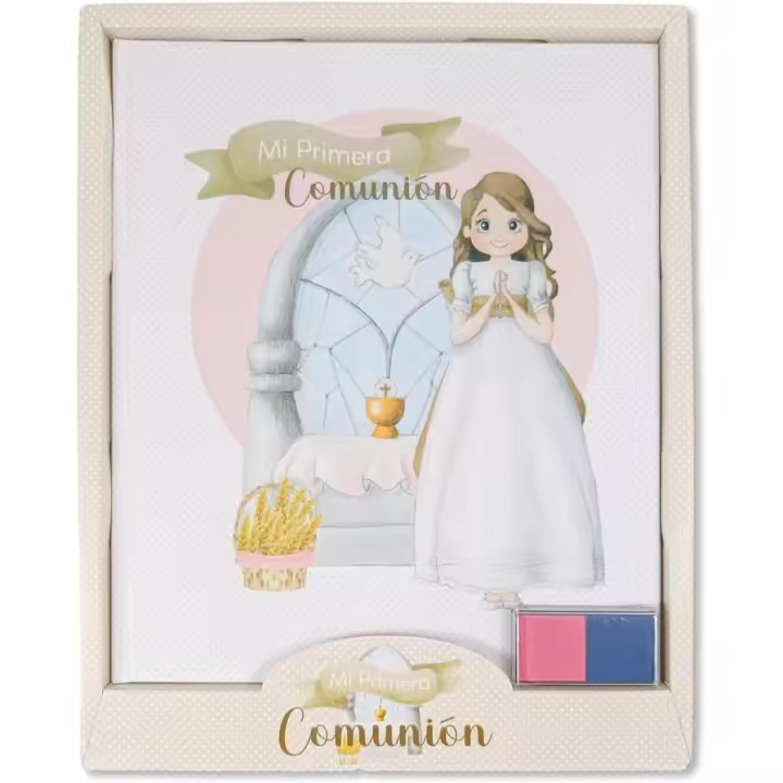 LIBRO "MI PRIMERA COMUNIÓN" ALTAR - EDICIÓN PARA NIÑA | Set con Tampón Bicolor | ARGUVAL - 1