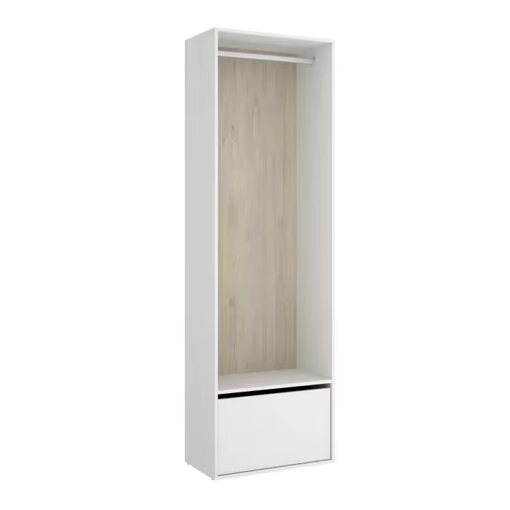 Armario Vestidor con Zapatero y Trasera Reversible - Blanco/Natural 205x60x45 cm Armario para dormitorio - Fabricado en España - Melamina Alta calidad - Somnia Descanso - 1