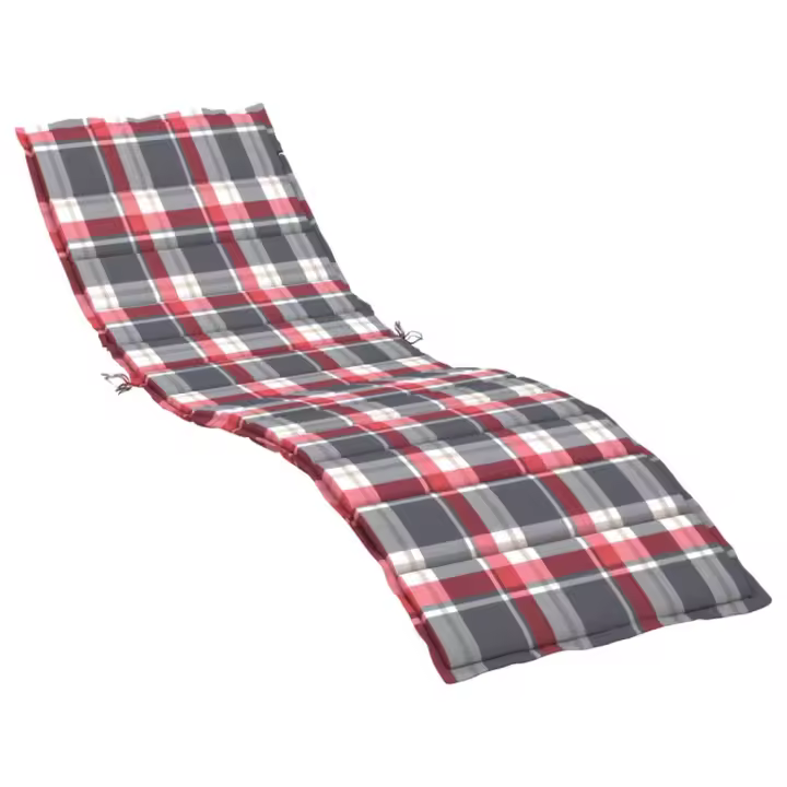 Cojín de Tumbona de Tela Oxford a Cuadros Rojo 200x60x3 cm - 1