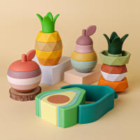 Juego De Construcción De Bricolaje Para Bebés Con Bloques De Silicona Formas De Frutas Juguetes De Mordedor De Goma Montessori - details 0
