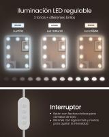 Tocador Moderno con Luces LED Ajustables, Color Blanco, 9 Luces con 3 Tonos, Brillo Ajustable, Espejo, Estantes Ajustables, 2 Cajones, Mesa de Maquillaje Ideal - details 5