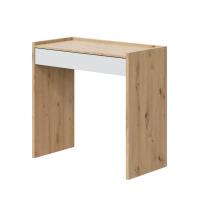 Meimon Mesa de estudio NOA con cajón, 81,5x40x77 cm, melamina blanca con acabado Roble Nodi, guías correderas metálicas, taco ABS antirayaduras, peso máximo mueble 25 kg, cajón con capacidad de 5 kg, diseño moderno y funcional para oficina o habitación. - details 2
