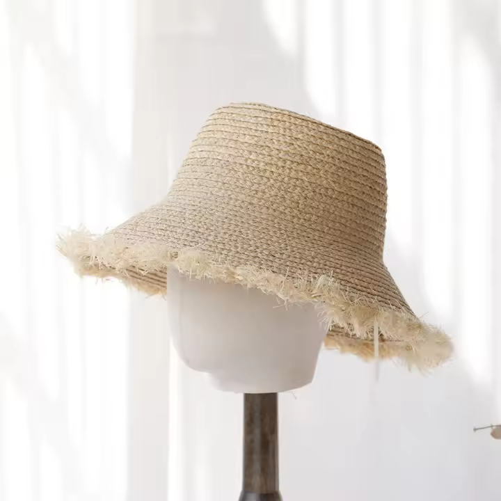 Sombrero De Paja Raffia 100% Para Mujer Verano 2024 Con Lazo Protección UV Sombrilla Casual Para Playa Y Exterior - 1