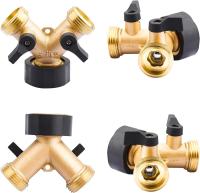 Distribuidor en Y, 3/4 grifo de lavadora doble de latón de alta resistencia, adaptador de conector de manguera con válvula de cierre para fontanería, grifo de lavadora doble, jardín - details 0