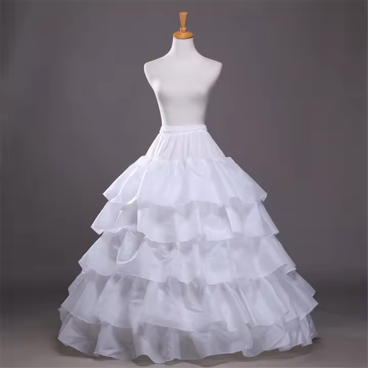 Falda Aro Completo Con 5 Capas De Volantes Petticoat Sótano Para Vestido De Boda Cintura Ajustable Material De Poliéster Y Nylon - 1