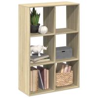 vidaXL Librería divisora madera ingeniería 69,5x29x103,5 cm en color Blanco/Madera antigua/Gris hormigón y más - details 4