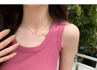 Top Corto De Verano Para Mujer Sin Mangas En Estilo Casual Suéter De Encaje Con Ribbing Solido Camiseta De O-Neck Moda Urban Streetwear - details 3