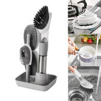 Cepillo De Limpieza De Cocina Con Mango Largo Cepillo De Enjuague Desmontable Con Dispensador Automático De Líquido 3 En 1 Gadgets De Cocina - details 2
