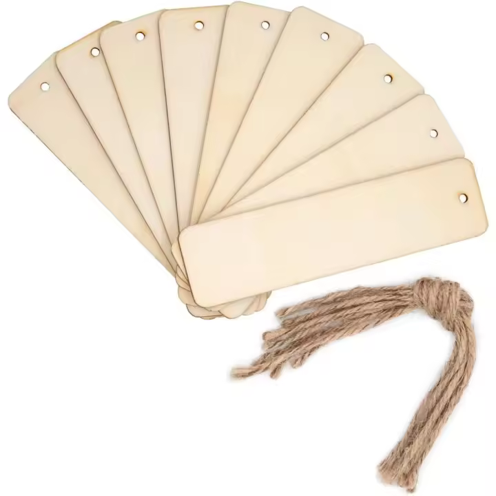 Etiquetas de Rego colgantes en Blanco para manualidades de Madera rectangulares, Adornos con cuerdas, decoración de fiesta - 1