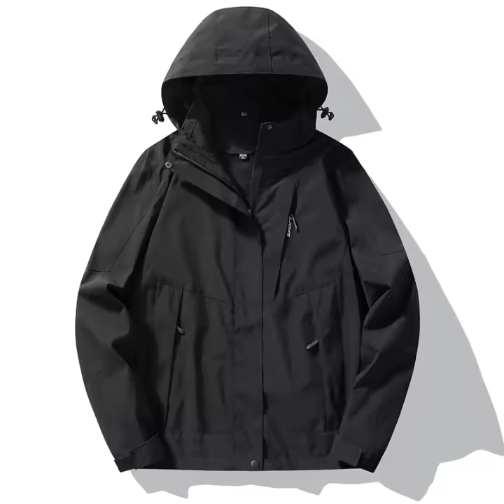 Chaqueta De Moda Trenzada De Poliéster Para Hombres Impermeable Y a Prueba De Viento Para Actividades Al Aire Libre Y Deportes En Primavera Y Otoño Con Capucha Desmontable - 1
