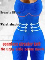 Monopiece De Yoga Para Mujer En Color Sólido Con Ribbed Y Manga Larga Sin Costuras Fitness Bodysuit De Activewear Slim Fit - details 2