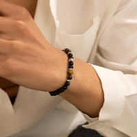 Salircon Pulsera Elástica Para Hombre Moda Hip Hop Con Cuentas De Acrílico Y Vidrio Pulsera De Cuerda Para Fiestas Joyería De Decoración - details 1