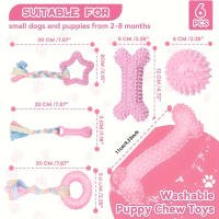 Juego De 6 Juguetes Para Morder Para Perros Pequeños Y Medianos Juguetes Interactivos De Goma Suave Para Limpieza De Dientes Y Treats Set De Hueso De Juguete Y Bola Divertida - details 5