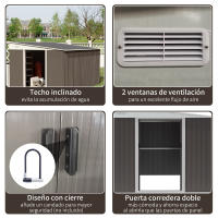 Outsunny Cobertizo de Jardín 280x345x201 cm 8,9 m² Caseta Exterior de Acero para Almacenamiento de Herramientas con Puerta y 2 Ventanas Gris - details 4