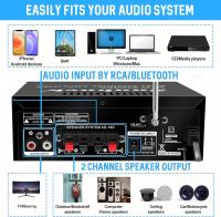 Sunbuck Amplificador Audio, 110V Amplificador HiFi Bluetooth, Receptor de Audio de Potencia de Sonido de Doble Canal de 180 W con USB, Tarjeta SD, Radio FM para Altavoces domésticos (AS-29BU) - details 5