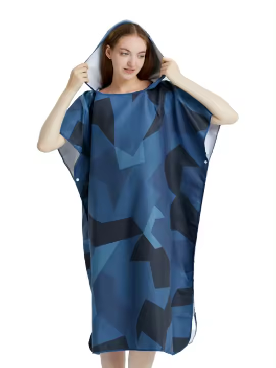 Poncho Toalla Rápida De Secado Microfibra Para Playa Y Natación Robe De Baño Para Adultos Con Capucha Toalla De Natación A5 - 1