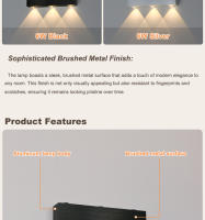 Lámpara De Pared LED Moderna En Aluminio Brushed Negro/Oro Iluminación Dual Para Dormitorio Y Sala De Estar Decoración Tendencia 2024 Incluye Bombillas Montaje En Pared - details 1