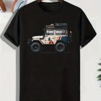 Camiseta De Verano Para Hombre Con Estampado De Coche - Cómoda Y Transpirable Para Salidas Casuales Y Vacaciones En El Resort - details 9
