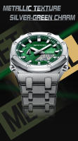 Reloj Electrónico Para Hombre SANDA 3357 Dual Display Multifuncional Resistente Al Agua Con Alarma Y LED De Acero Inoxidable - details 1
